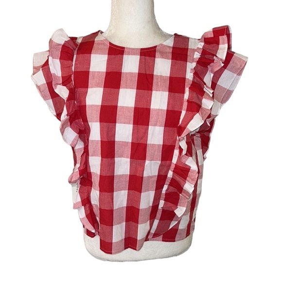 NWT Avara Brandy Red Gingham Checked Ruffle Button Back Crop Top - L - Picture 15 of 15